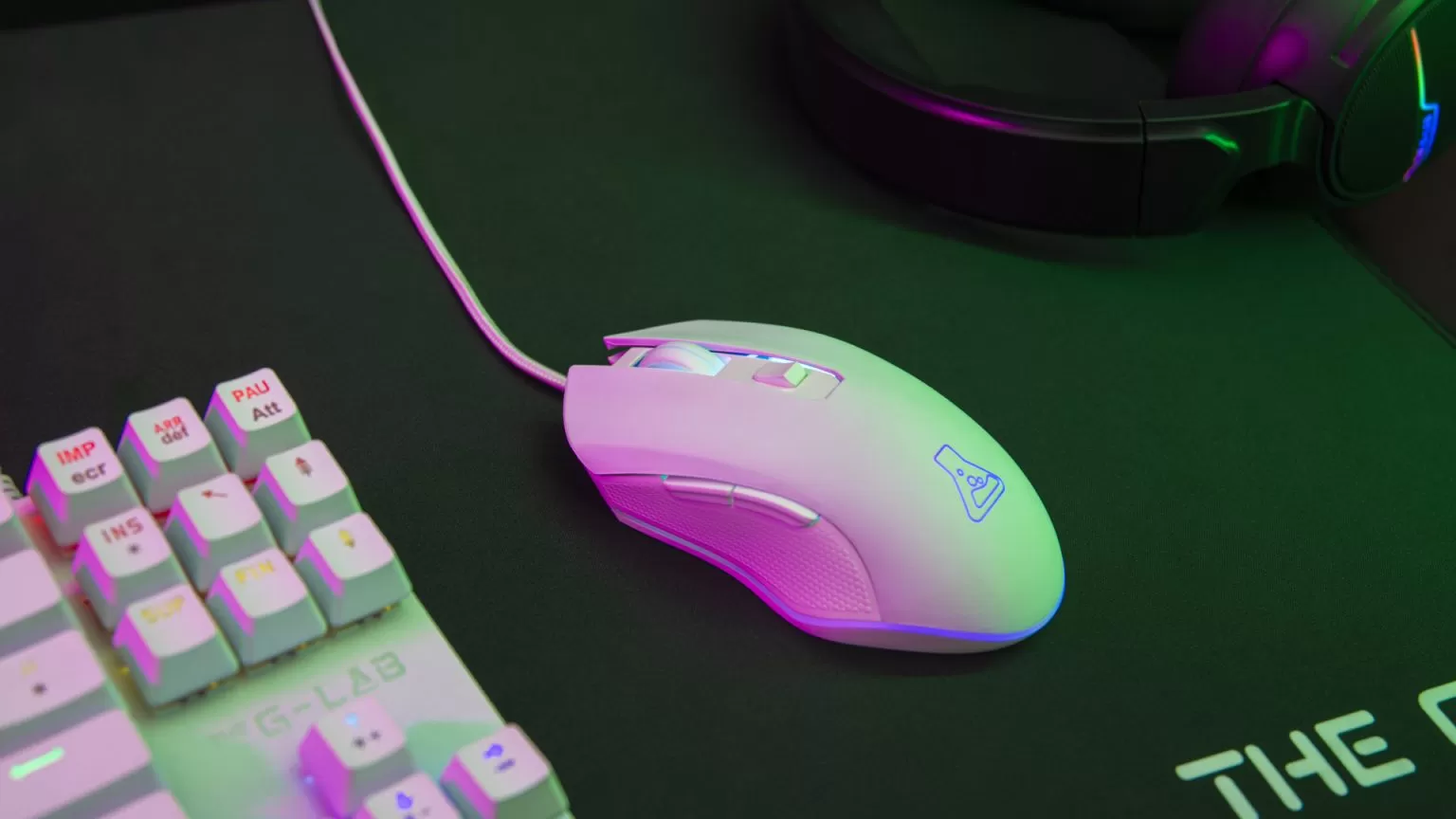 Souris gaming blanche - The G-LAB - Kult hélium blanche