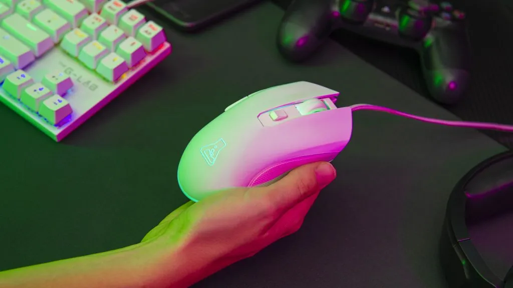 Souris gaming blanche - The G-LAB - Kult hélium blanche