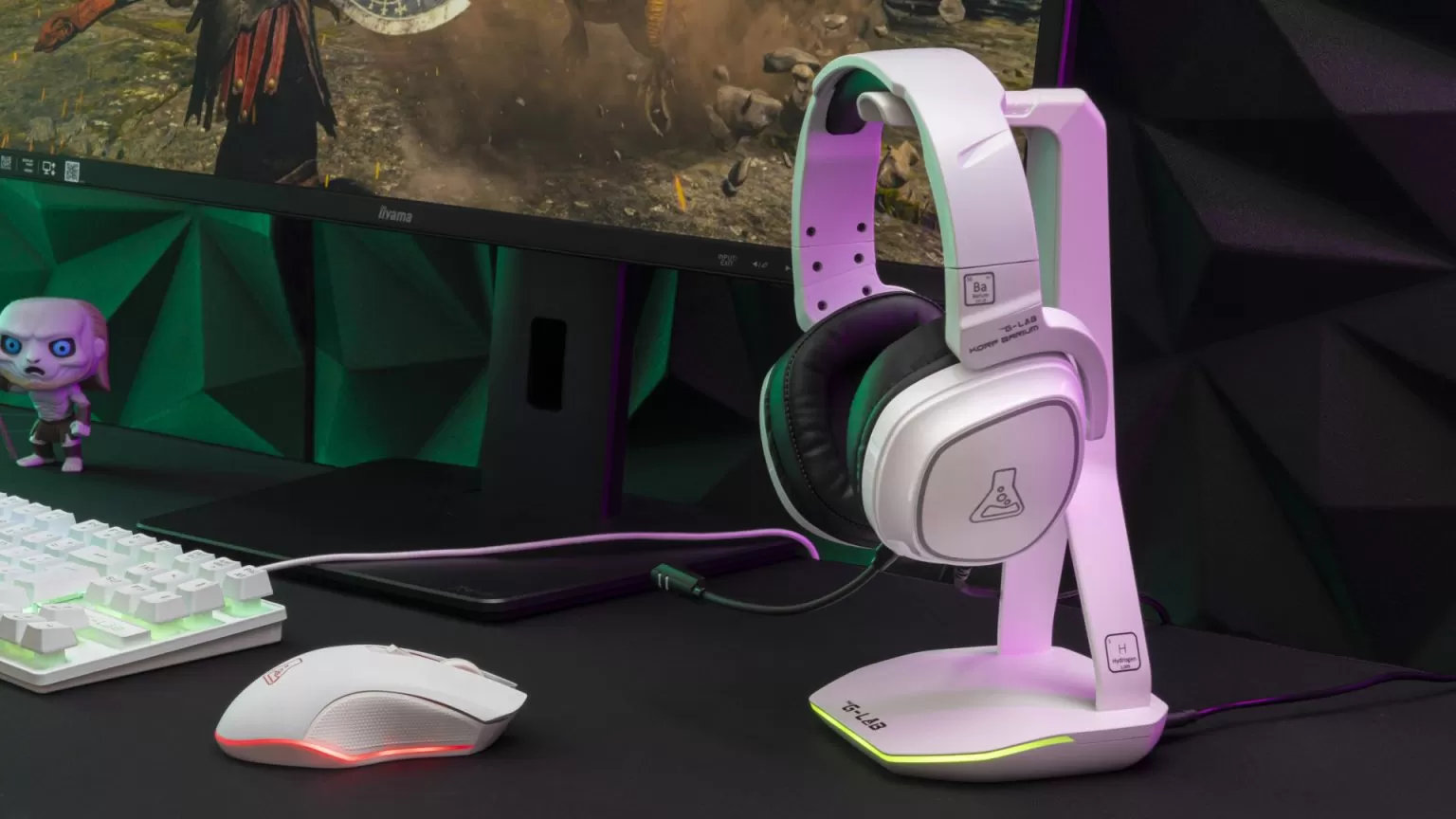 Support de casque gaming Blanc - The G-Lab - K-STAND-HYDROGEN BLANC