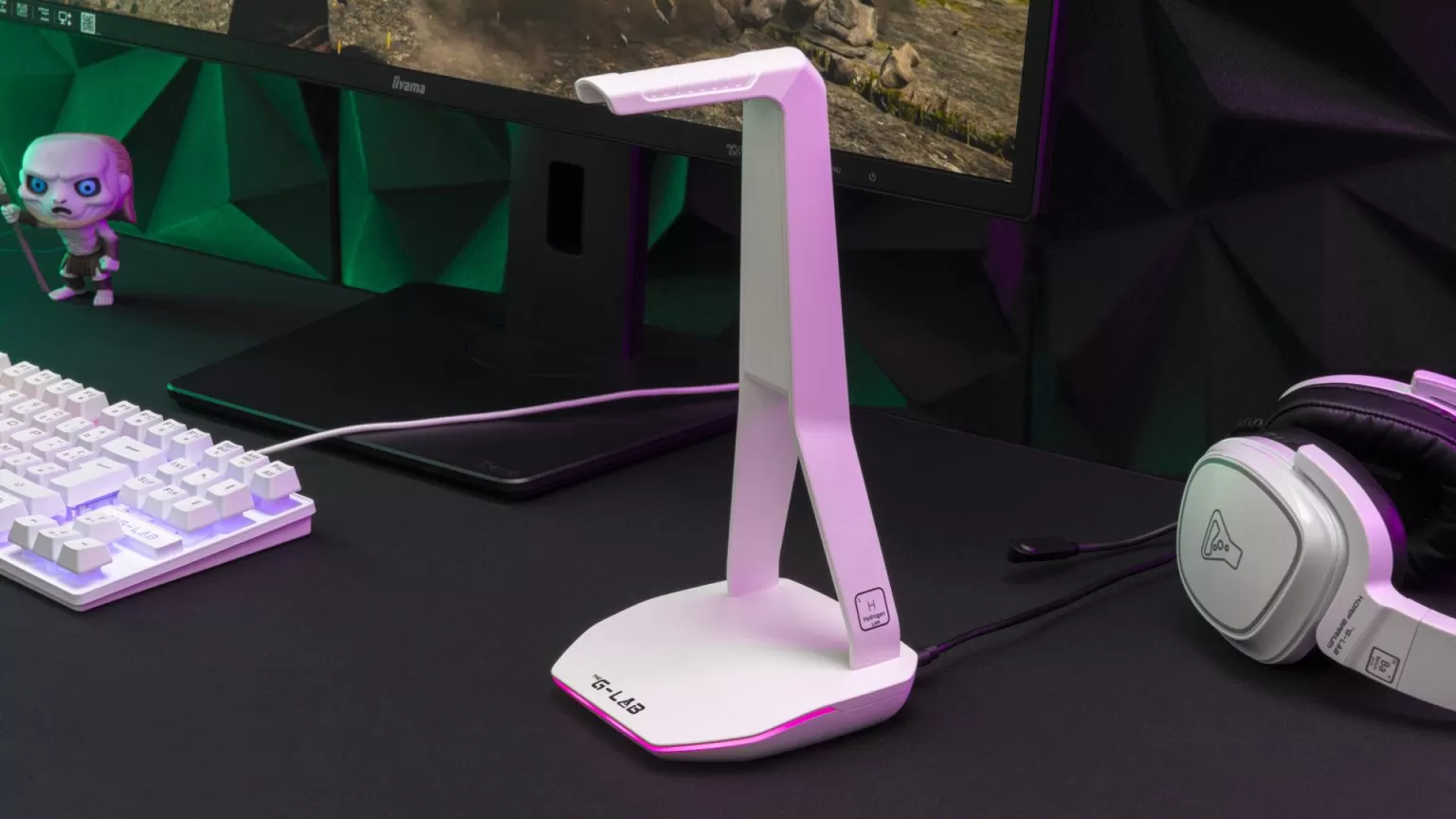 Support de casque gaming Blanc - The G-Lab - K-STAND-HYDROGEN BLANC
