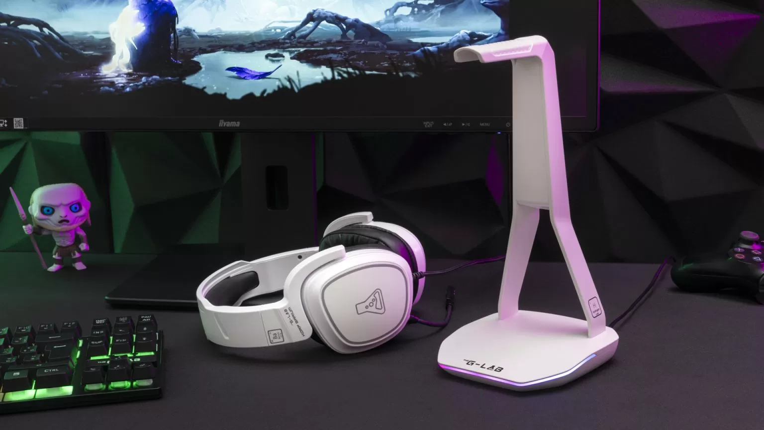 Support de casque gaming Blanc - The G-Lab - K-STAND-HYDROGEN BLANC