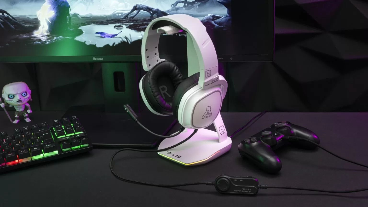 Support de casque gaming Blanc - The G-Lab - K-STAND-HYDROGEN BLANC
