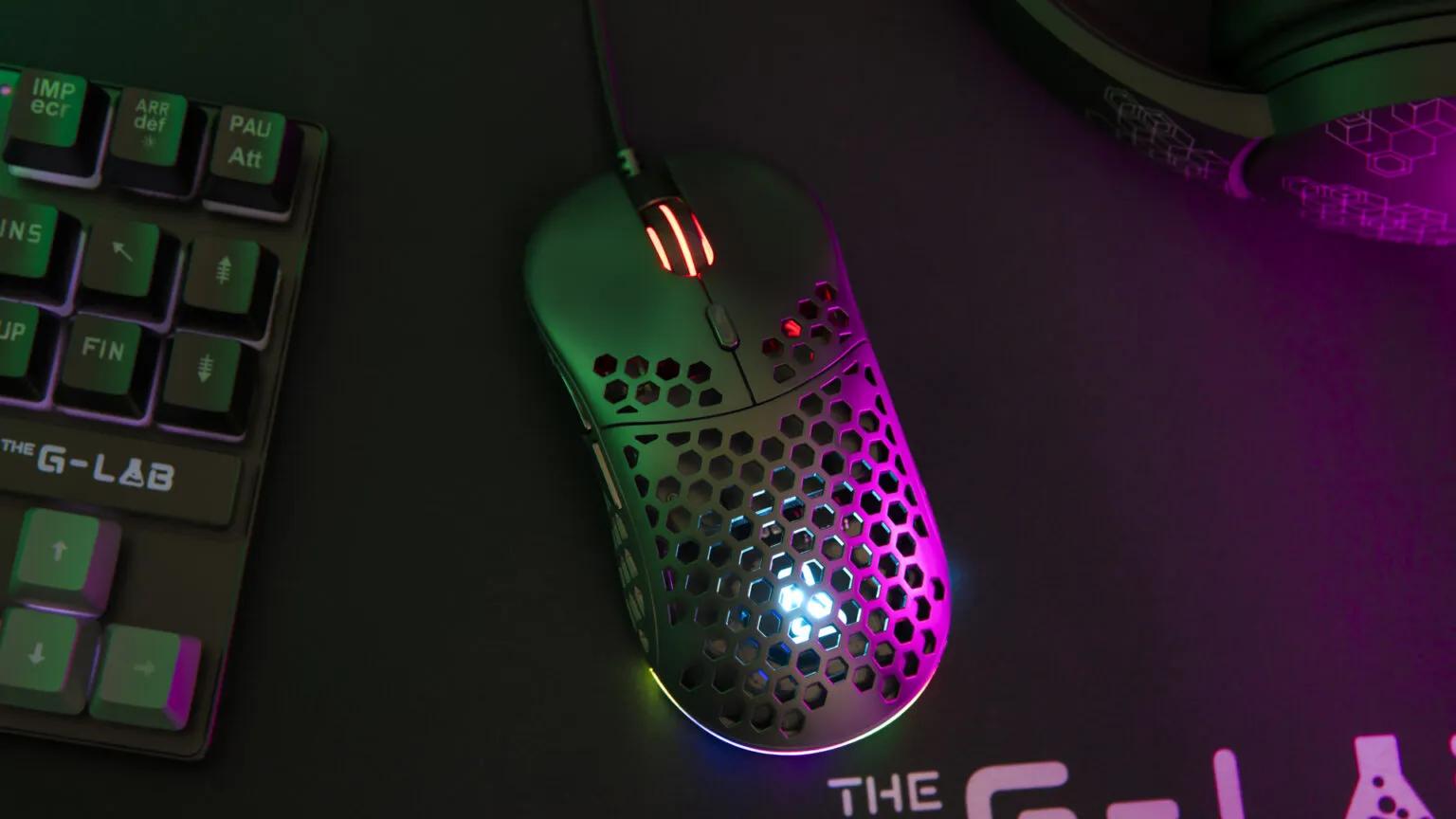 The G-Lab - Kult Oxygen - Souris Gamer Filaire Haute Performance 12 800 DPI - Batterie Longue Durée, RGB 100% Personnalisable, 6 Boutons Programmables, Ambidextre – Noire - New