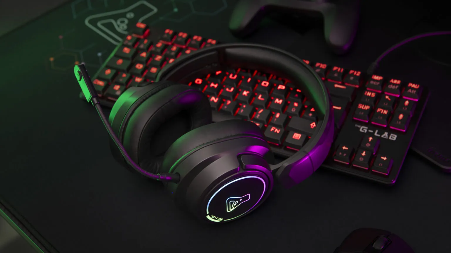 The G-Lab - Korp Iridium - Casque Gaming sans Fil 2.4GHz & Bluetooth, Audio Haute Qualité, Micro Détachable, Autonomie 45H, RGB, Oreillettes Similicuir - Casque Gaming PS5,PS4,PC, Android, iOS – New
