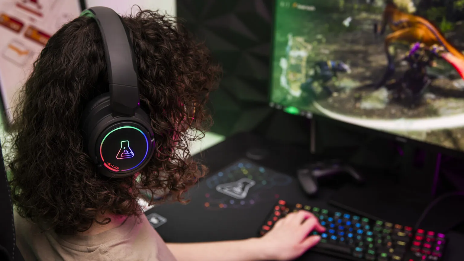 The G-Lab - Korp Iridium - Casque Gaming sans Fil 2.4GHz & Bluetooth, Audio Haute Qualité, Micro Détachable, Autonomie 45H, RGB, Oreillettes Similicuir - Casque Gaming PS5,PS4,PC, Android, iOS – New
