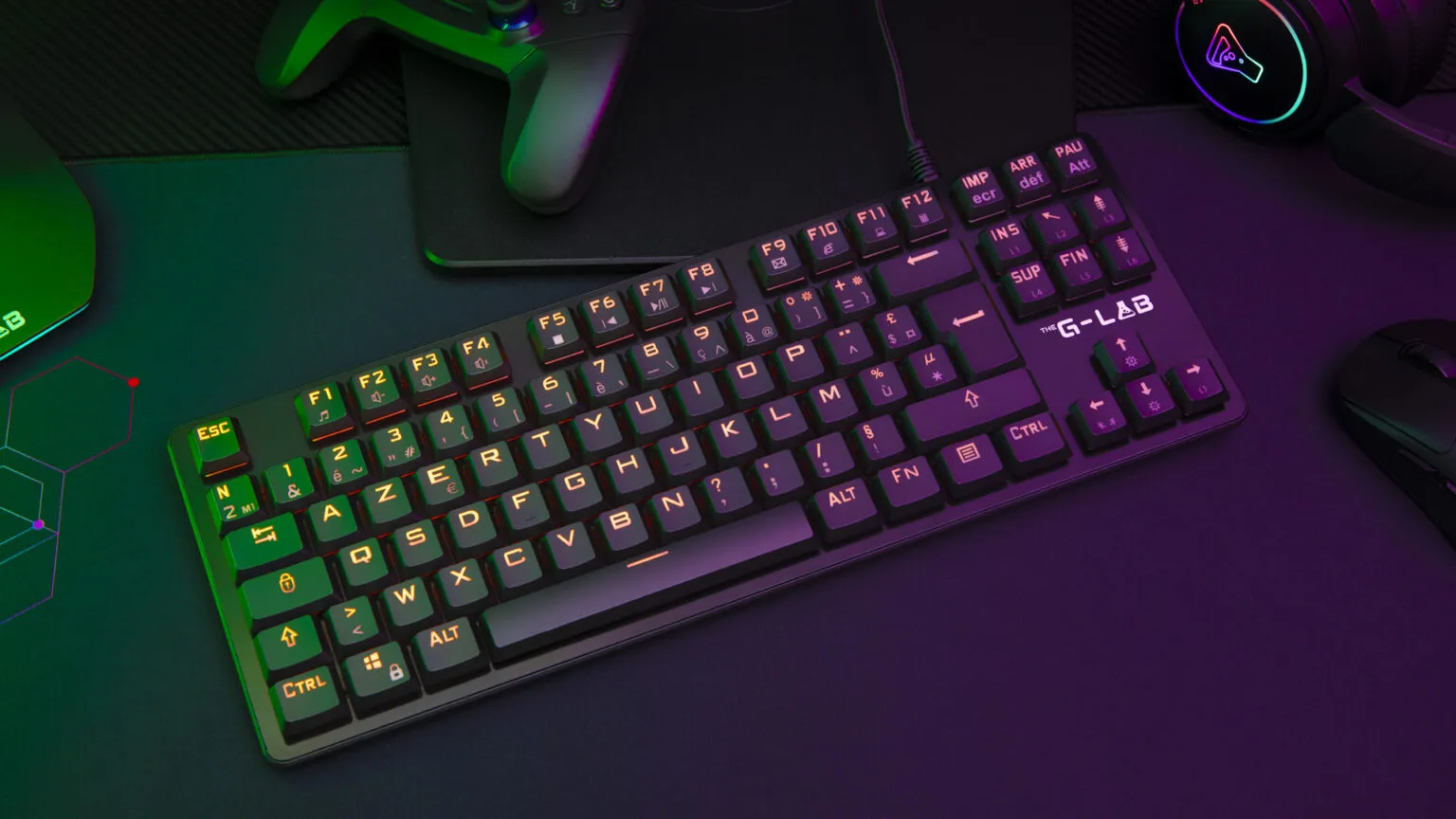 The G-Lab - Keyz Platinium TKL - Clavier Mecanique Red Switch Outemu Low Profile AZERTY - Clavier gamer TKL Ultra Fin, RGB & Touches 100% Personnalisable, Anti-ghosting Total - PC/PS4/PS5/Xbox – New