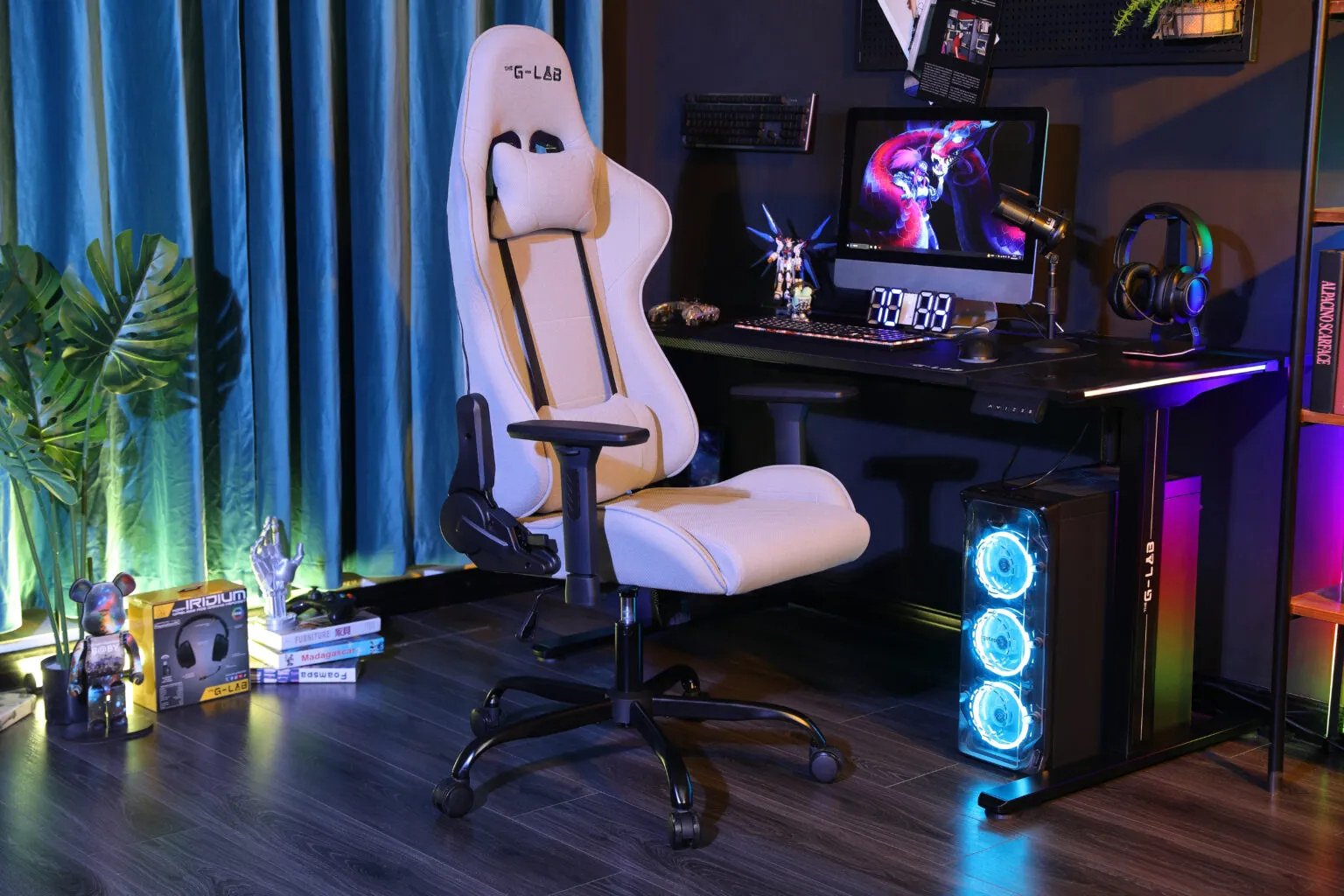 The G-Lab - K-Seat Platinium - Chaise Gaming Ergonomique en Tissu Prémium, Dossier Inclinable 155°, Accoudoirs 3D, Roues 60mm, Max 120 kg - Fauteuil Gaming facile à assembler, Robuste et Confort.