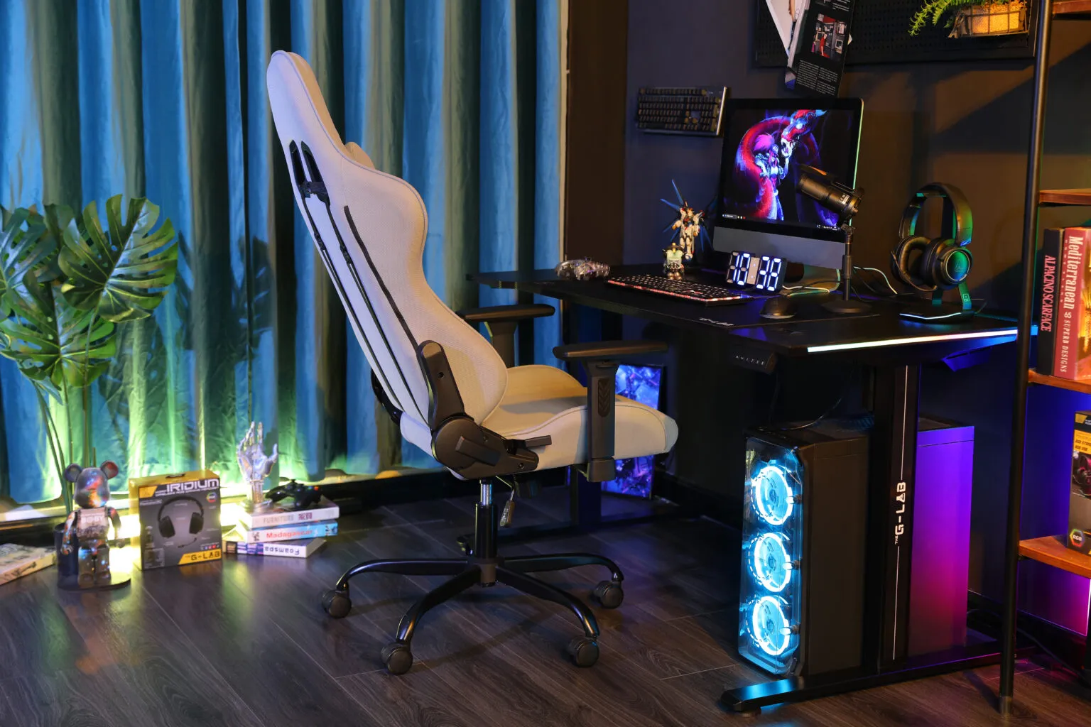 The G-Lab - K-Seat Platinium - Chaise Gaming Ergonomique en Tissu Prémium, Dossier Inclinable 155°, Accoudoirs 3D, Roues 60mm, Max 120 kg - Fauteuil Gaming facile à assembler, Robuste et Confort.