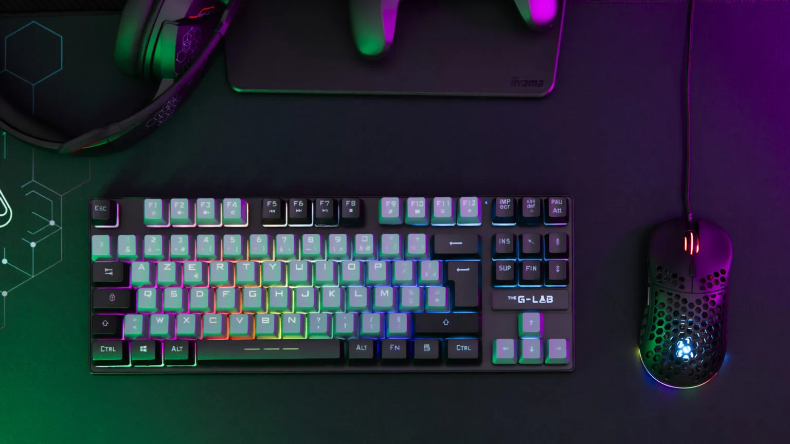 The G-Lab - Keyz Caesium TKL - Clavier Gamer TKL 87 Touches Filaire USB AZERTY, RGB Personnalisable, 15 Macros programmables - Clavier Gaming Compact pout PC/PS4/PS5/XBOX - Gris-Noir