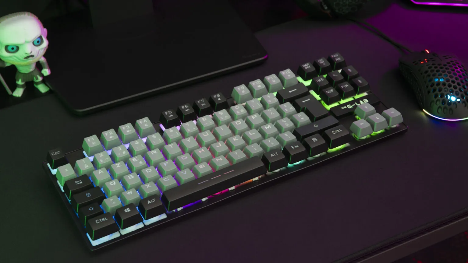The G-Lab - Keyz Caesium TKL - Clavier Gamer TKL 87 Touches Filaire USB AZERTY, RGB Personnalisable, 15 Macros programmables - Clavier Gaming Compact pout PC/PS4/PS5/XBOX - Gris-Noir