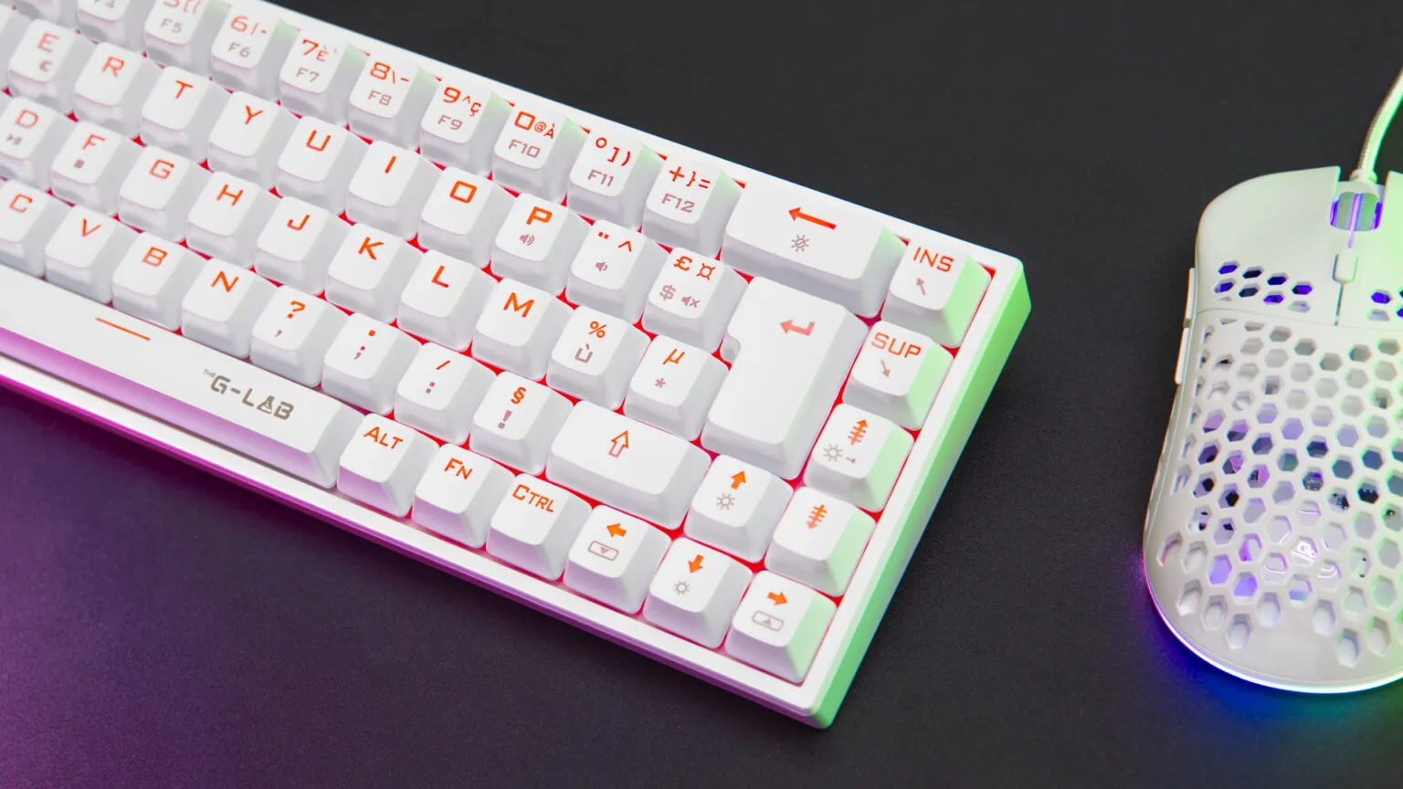 The G-Lab - Keyz Titanium - Clavier Gamer Blanc 65% AZERTY, USB - Clavier Mecanique Switch Rouge - RGB 100% Personnalisable, Anti-Ghosting, Macro programmable - pour PC, PS4, PS5, Xbox - New (Blanc)