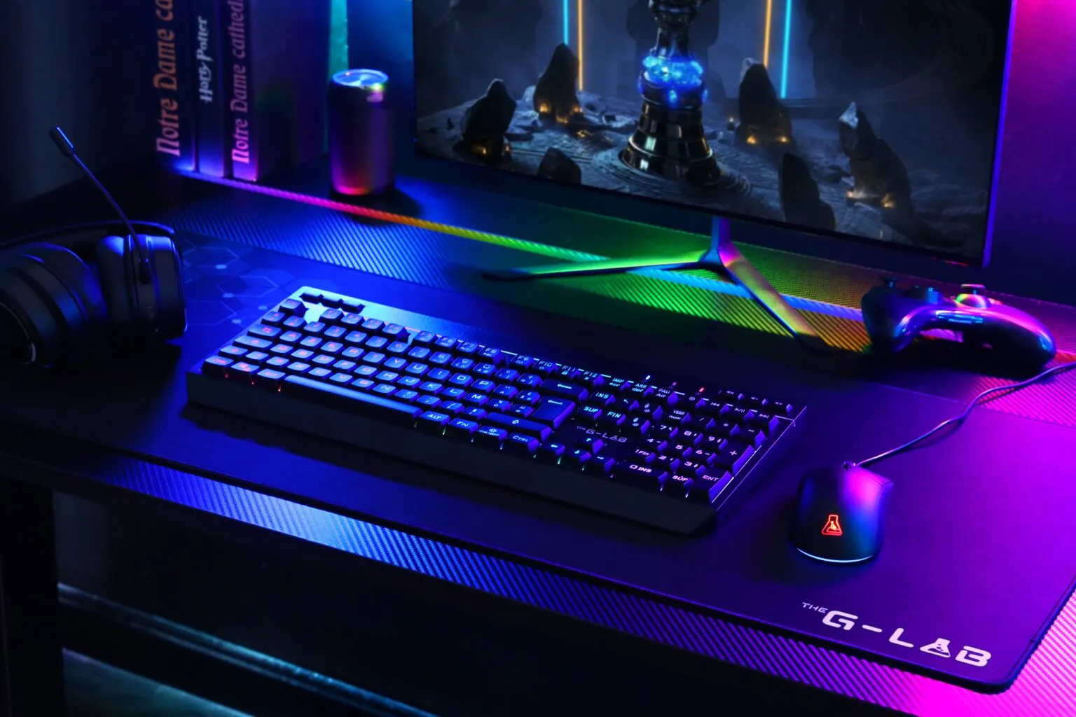 The G-Lab - KEYZ TUNGSTEN EX - Clavier Gaming Membrane Silencieux - AZERTY FR - Triple Mode (2.4GHz, BT, Filaire) - RGB et Macros personnalisables - Logiciel dédié - Clavier Gamer PC/PS4/PS5/XBOX