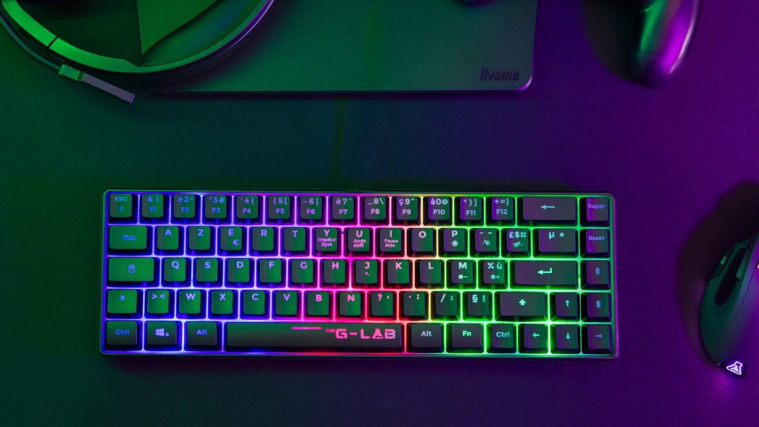 The G-Lab Keyz Hydrogen WL Noir – Clavier Gamer sans Fil 60% AZERTY – Triple Mode 2,4GHz Bluetooth Filaire – Clavier Gaming Silencieux RGB – PC,PS4,PS5