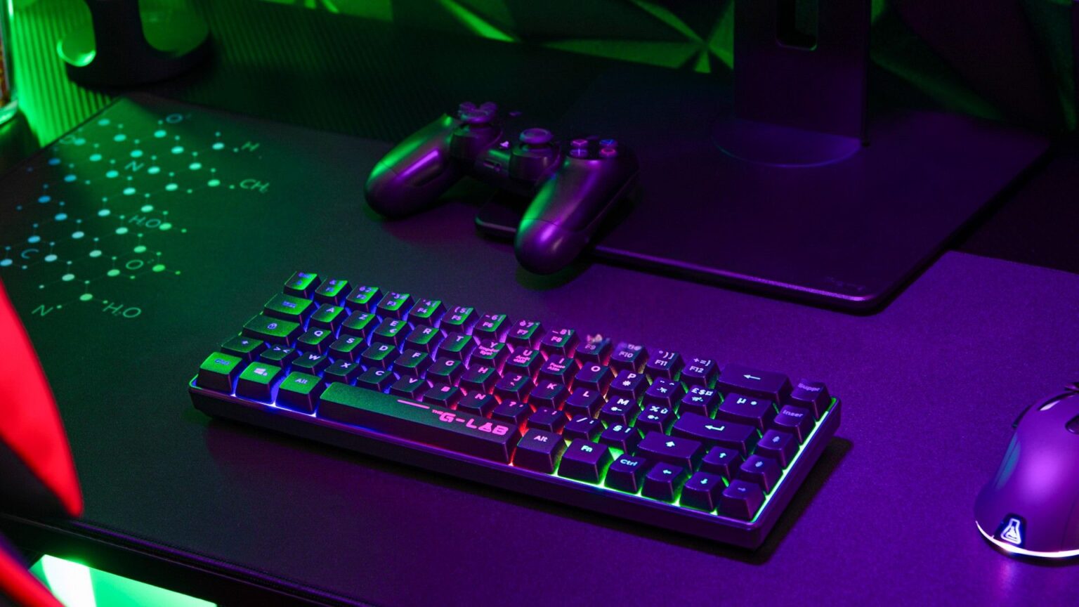 The G-Lab Keyz Hydrogen WL Noir – Clavier Gamer sans Fil 60% AZERTY – Triple Mode 2,4GHz Bluetooth Filaire – Clavier Gaming Silencieux RGB – PC,PS4,PS5