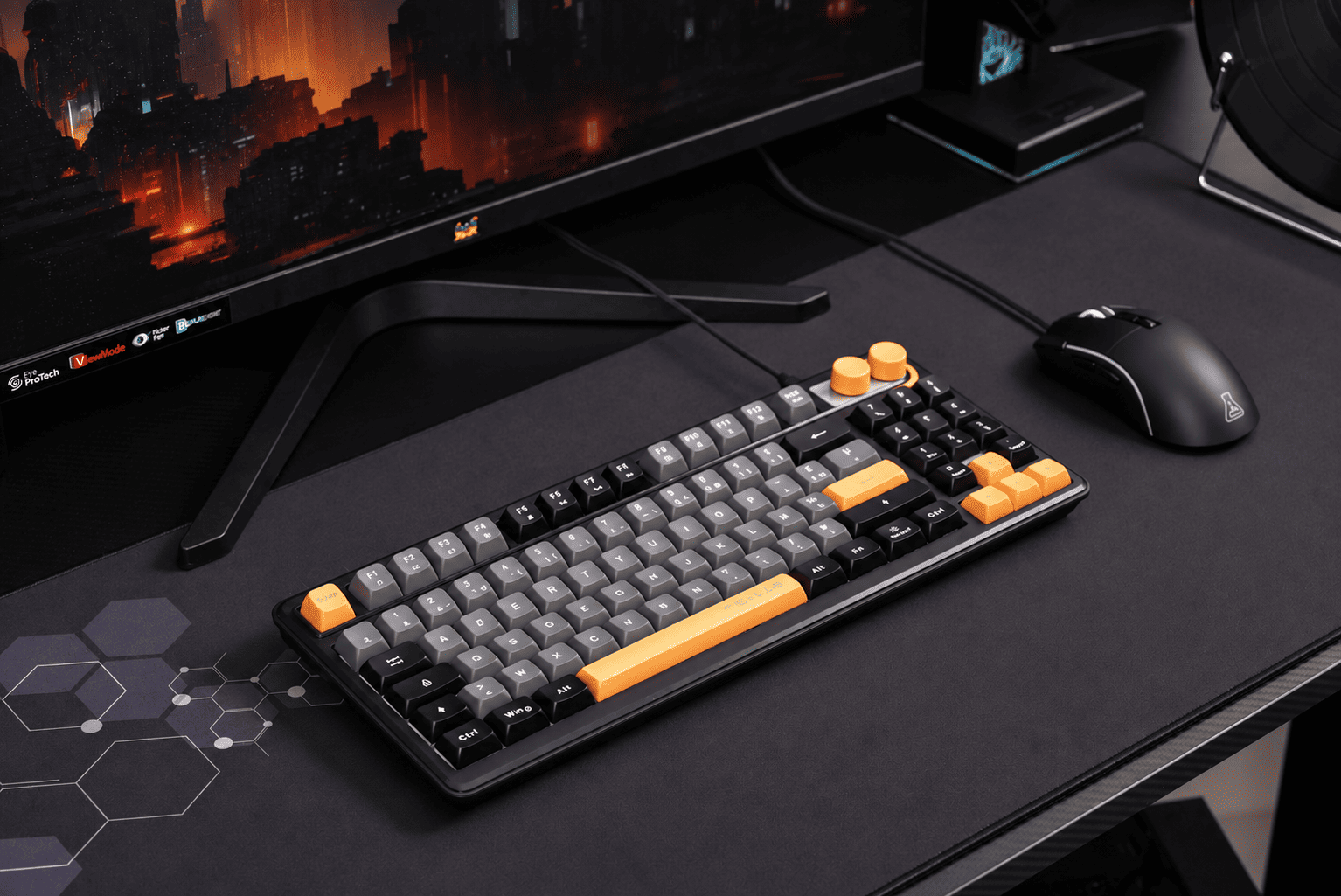 The G-Lab - Keyz Orion Clavier Gamer Filaire Double Molettes, AZERTY FR Clavier gaming filaire USB Double molette volume et éclairage, membrane silencieuse, anti-ghosting 26 touches, PC et consoles