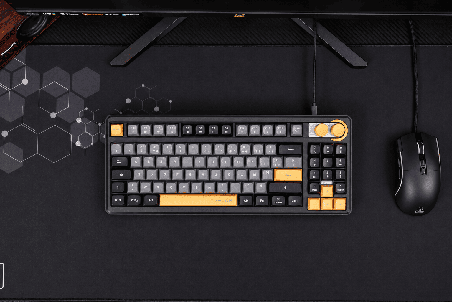 The G-Lab - Keyz Orion Clavier Gamer Filaire Double Molettes, AZERTY FR Clavier gaming filaire USB Double molette volume et éclairage, membrane silencieuse, anti-ghosting 26 touches, PC et consoles